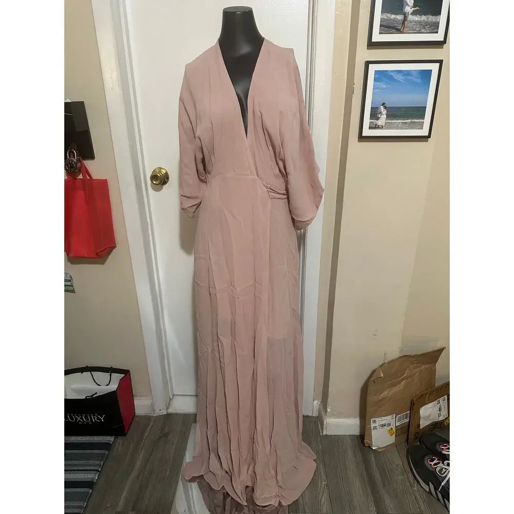 NWOT Reformation Winslow Wrap Maxi Dress in Blush size XS - Picture 3 of 3
